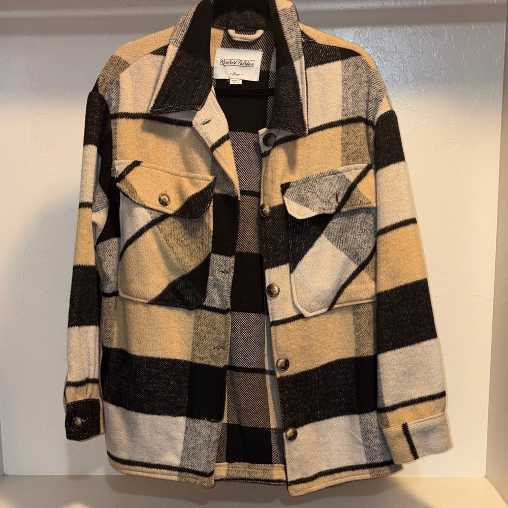 Plaid Jacket - Black, White, Tan